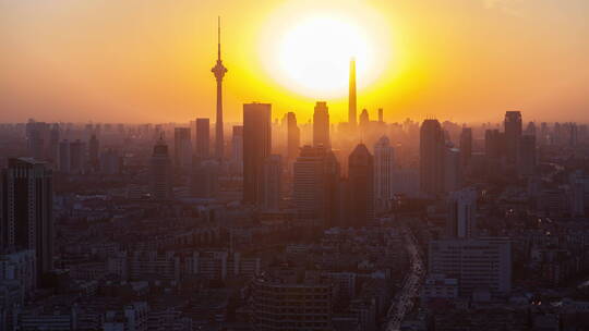 天津城市景观日落视频素材模板下载