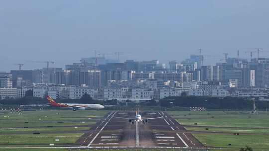 深圳宝安机场起飞的春秋航空飞机合集视频素材模板下载