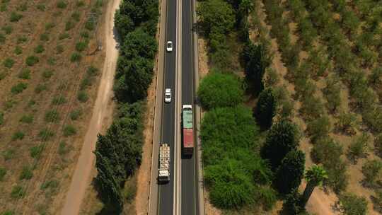 道路、卡车、田野、汽车