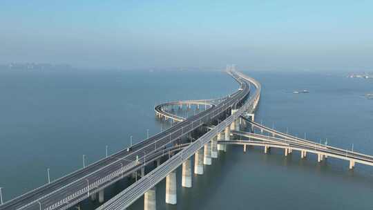 泉州湾跨海大桥航拍泉州湾大桥海景视频素材模板下载
