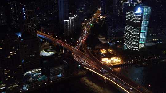 广州城市交通夜景航拍