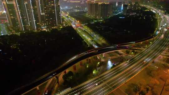 杭州滨江区江南大道立交桥高架桥夜晚夜景视频素材模板下载