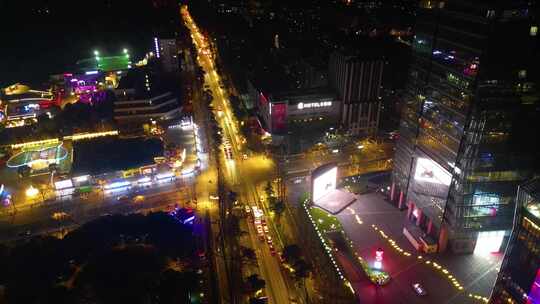 南京市玄武区车流夜景航拍延时素材