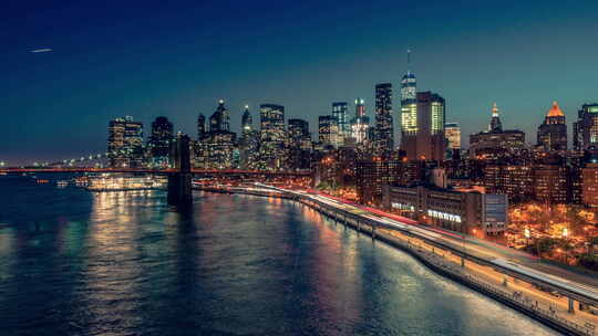 纽约市从曼哈顿大桥视频素材模板下载