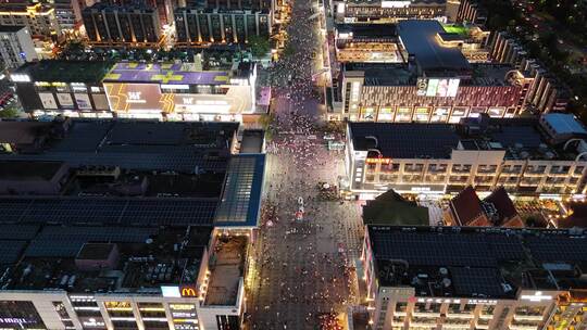 深圳大浪商业圈步行街夜景人流航拍