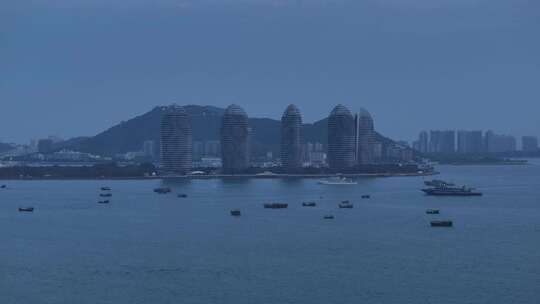 海南凤凰岛清晨航拍视频素材模板下载