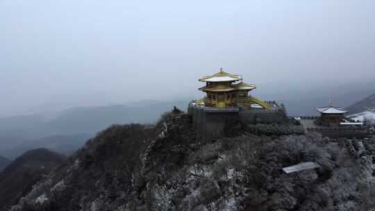 湖北随州大洪山冬季雪景航拍