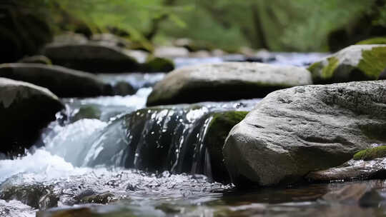 清澈山泉溪水流淌