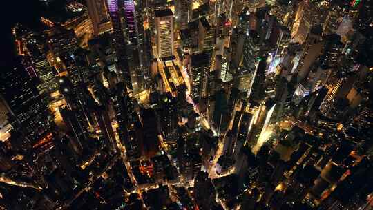 航拍香港城市内透夜景4K视频素材模板下载