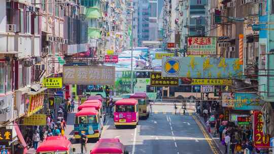 香港通菜街_香港老街区_香港街市日景延时