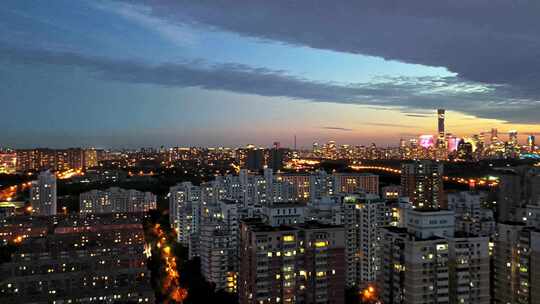 北京国贸CBD城市天际线万家灯火夜景