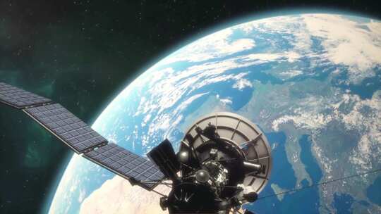 卫星飞向地球视频素材模板下载