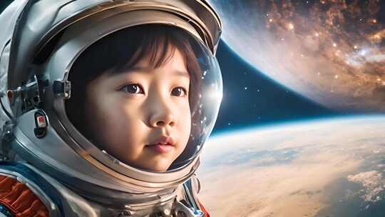 儿童宇航员飞天梦2视频素材模板下载
