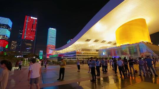 深圳灯光秀视频市民中心广场夜色阑珊市民