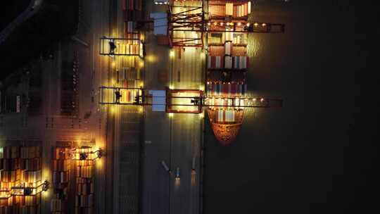 宁波舟山港北仑集装箱码头港口俯瞰航拍