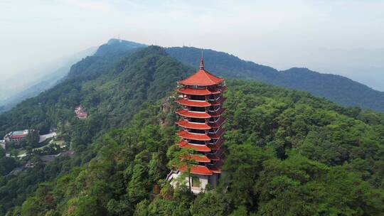 重庆北碚缙云山脉观景台自然风光航拍