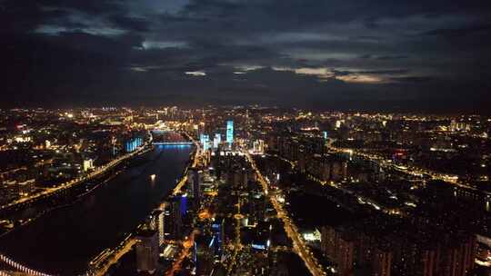 福建福州大景城市夜景灯光航拍