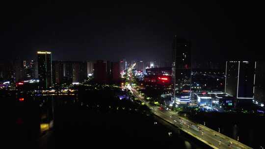 三四线城市夜景交通航拍安徽蚌埠