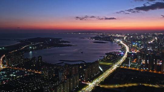 城市夜景青岛西海岸夜景视频素材模板下载