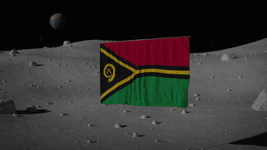 月球上的瓦努阿图国旗|超高清|60fps视频素材模板下载