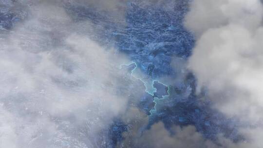 云雾俯冲勾勒轮廓-甘肃省地图