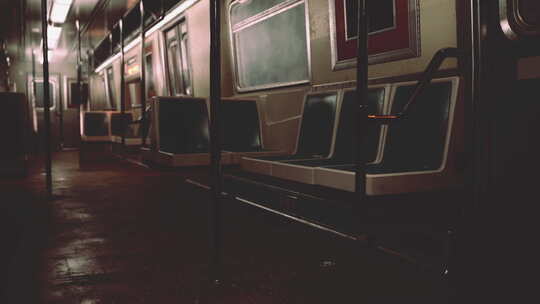 地下地铁夜间空车中的开放式地铁车厢