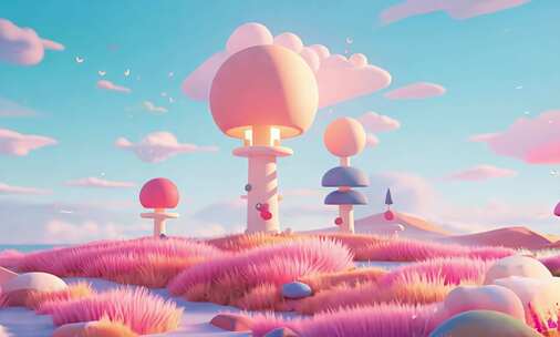 梦幻卡通3D合成场景