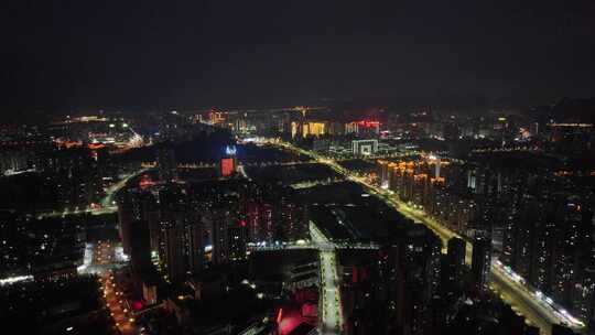 广西桂林临桂区夜景航拍