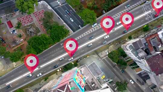 智能城市GPS位置标记图标视频素材模板下载