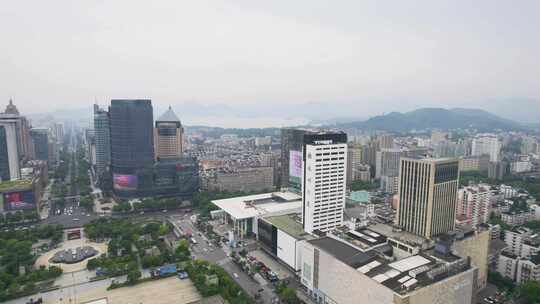 杭州大厦城市风景航拍视频素材模板下载