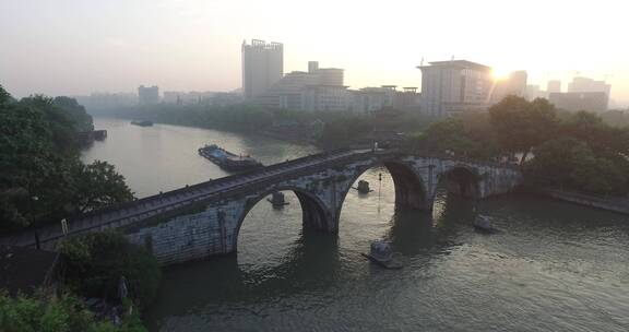 大运河拱宸桥航拍素材
