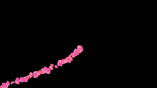 4K心心相印粉红花瓣粒子通道视频