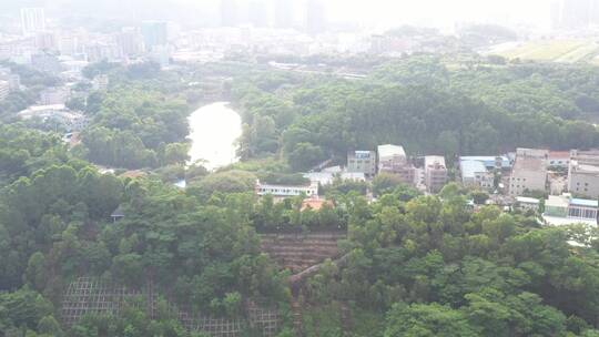 航拍深圳龙华区观澜城市建设及老城区