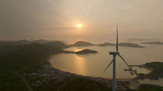 海边风电场 风力发电 嵊泗 海岛
