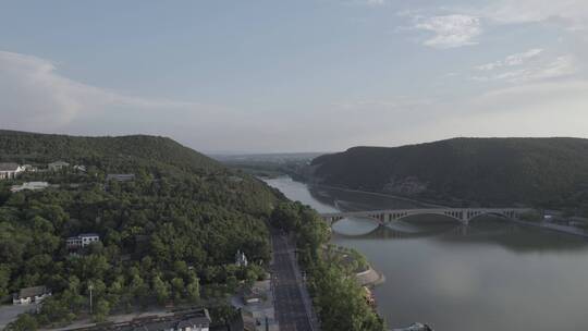 洛阳龙门龙门石窟伊河古街古建筑航拍
