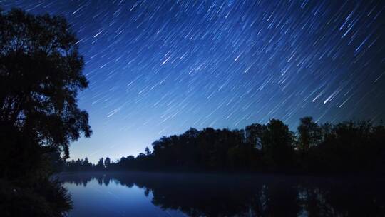 美丽的蓝色湖泊和星空景观