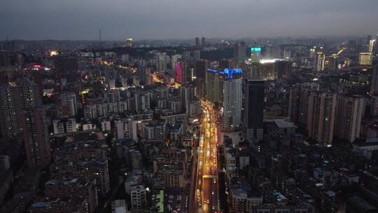 航拍武汉城市特色夜景