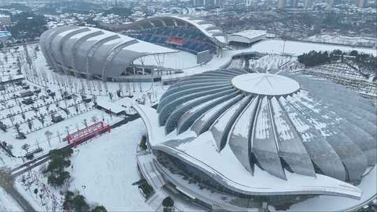 岳阳市体育馆雪景