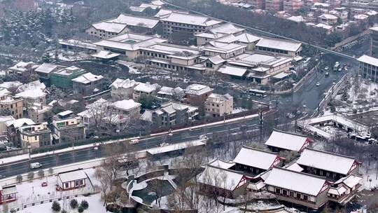 西安城市建筑冬季雪景