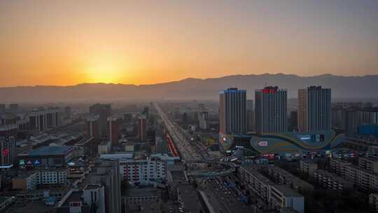 宁阳广场日转夜延时