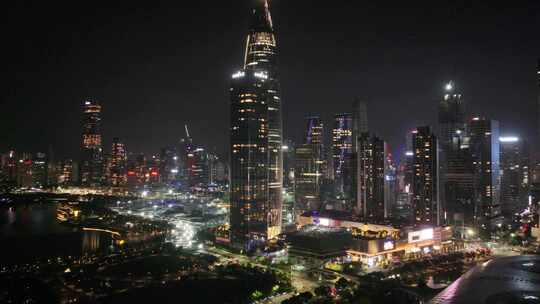 深圳罗湖区深南大道夜景航拍