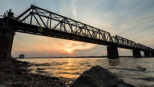 哈尔滨延时摄影滨州铁路桥422HQ4K视频素材模板下载