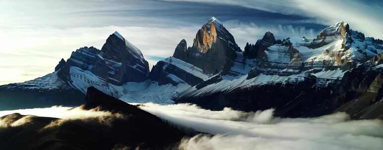 航拍+延时 壮美雪山云雾缭绕