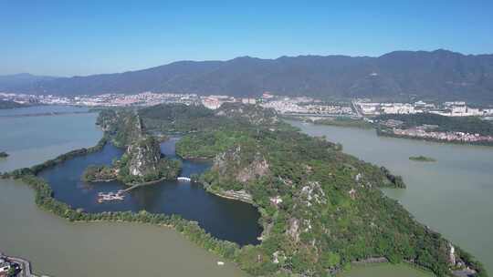 广东肇庆星湖景区七星山5A景区航拍