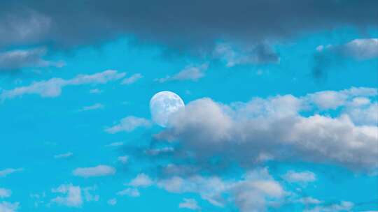 十五的月亮透过云层视频素材模板下载