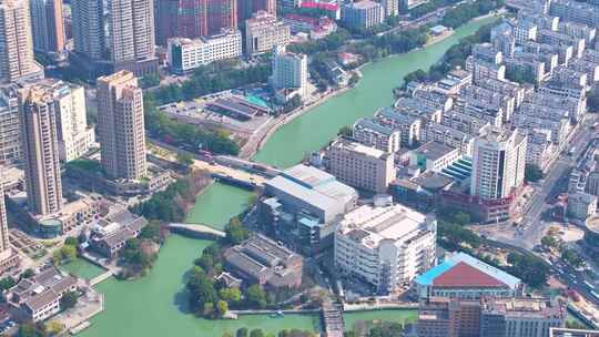 江苏省无锡市梁溪区航拍城市大景全景风景风