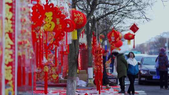 新年新春街道喜庆春联挂饰视频合集视频素材模板下载