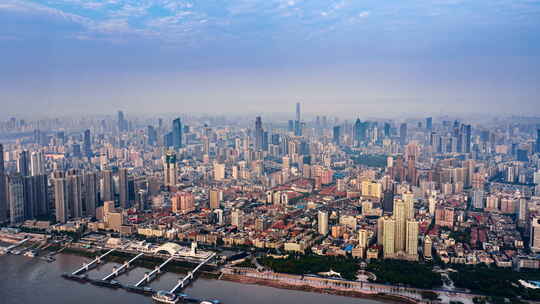 湖北武汉长江城市风景航拍