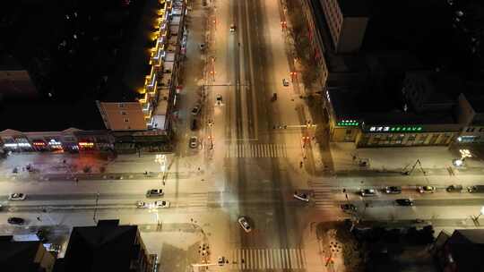 最冷城市根河冬季街道灯光夜景