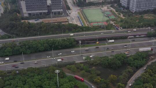 航拍深圳城市道路交通